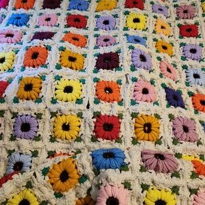 Colorful Floral Crochet Blanket